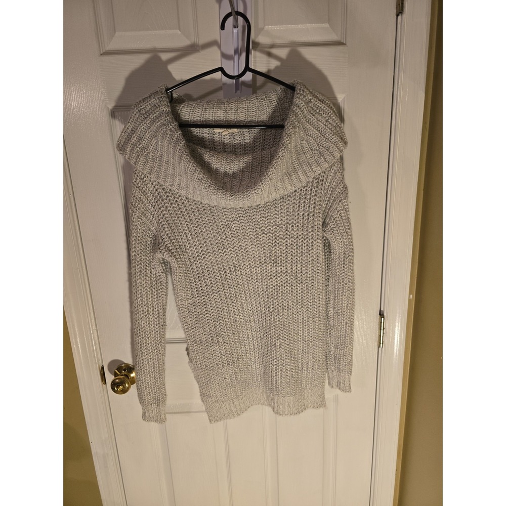 Illa Illa Chunky Knit Cowl Neck Sweater Oversized Long Sleeve Gray Size Medium M